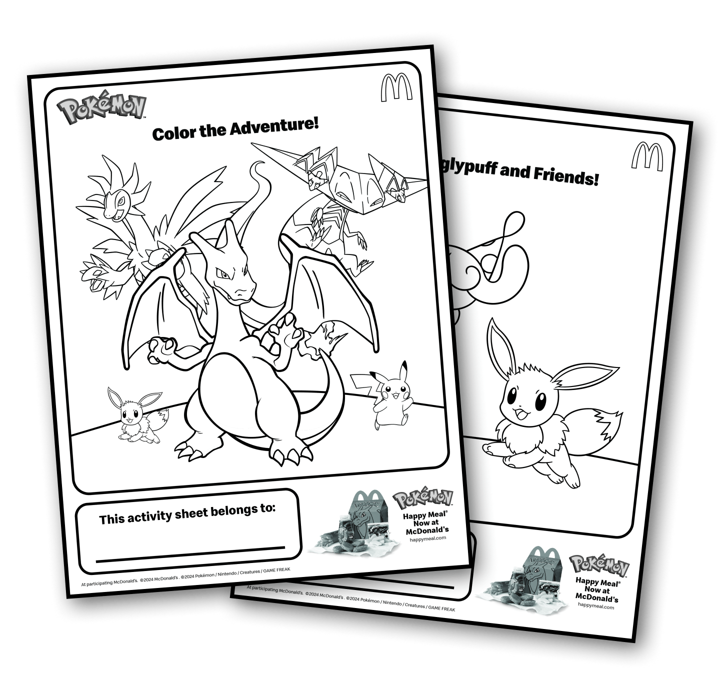 Pokémon Dragons activity sheet and coloring sheet