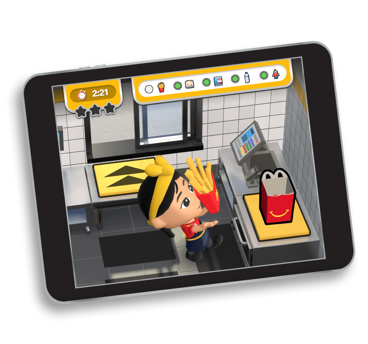 Tablet with Lil McDonald’s Happy Meal game