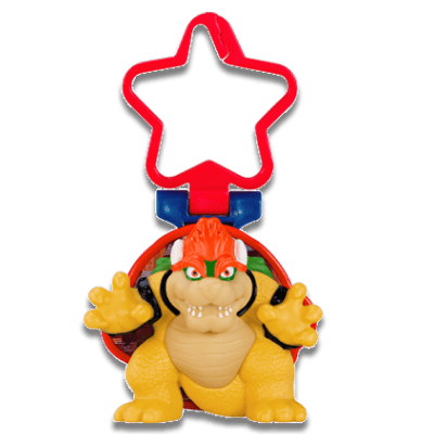 Bowser, a big turtle-like creature on a red star keychain