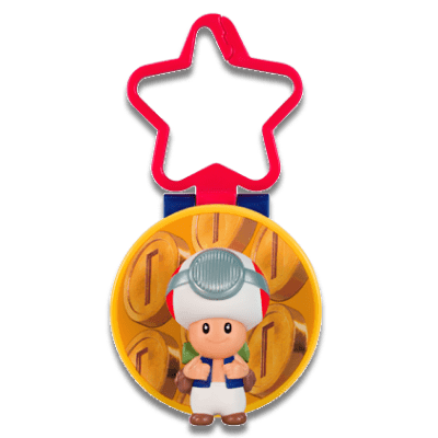 Toad, a small mushroom-headed character on a red star keychain