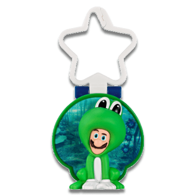 Frog Luigi on a white star keychain