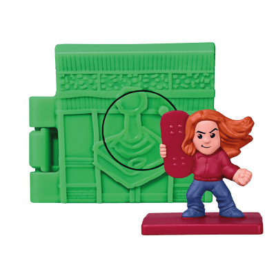 A green toy house with a Max toy inside