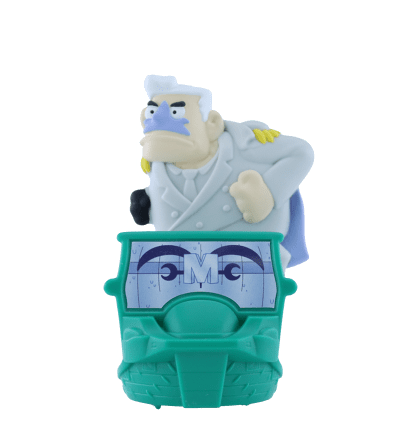 Mermaid Man with Garp’s gray jacket and white cape.