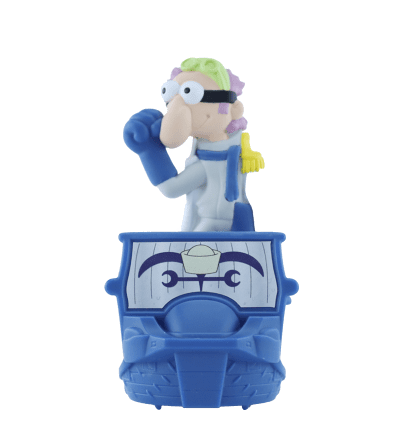Barnacle Boy with Koby’s white jacket, pink hair and green headband.