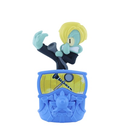 Squidward with Sanji’s blonde hair and blue suit.
