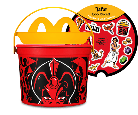Red BOO Bucket with Jafar’s face and stickers