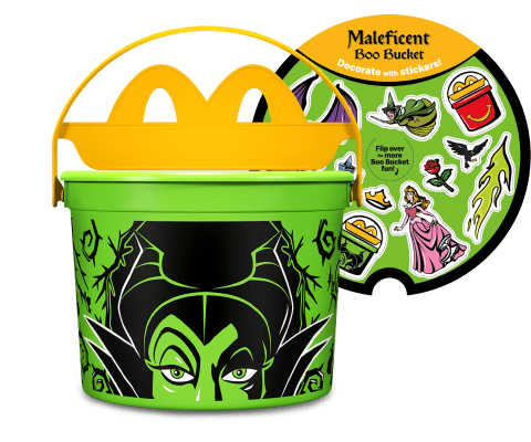 Green BOO Bucket with Maleficent’s face and stickers