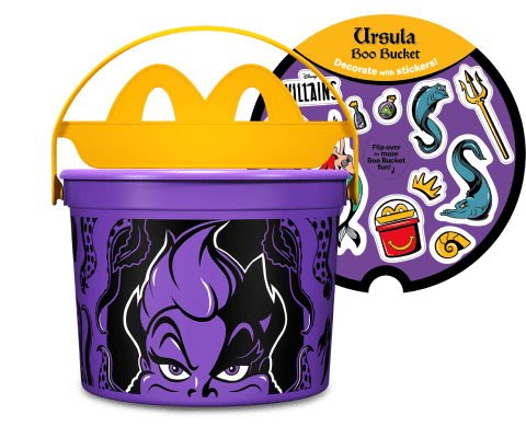 Purple BOO Bucket with Ursula’s face and stickers